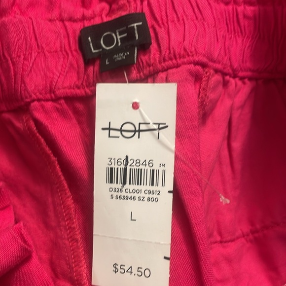 LOFT hot pink embroidered linen blend paperbag shorts NWT Sizes L and XL - Picture 6 of 7